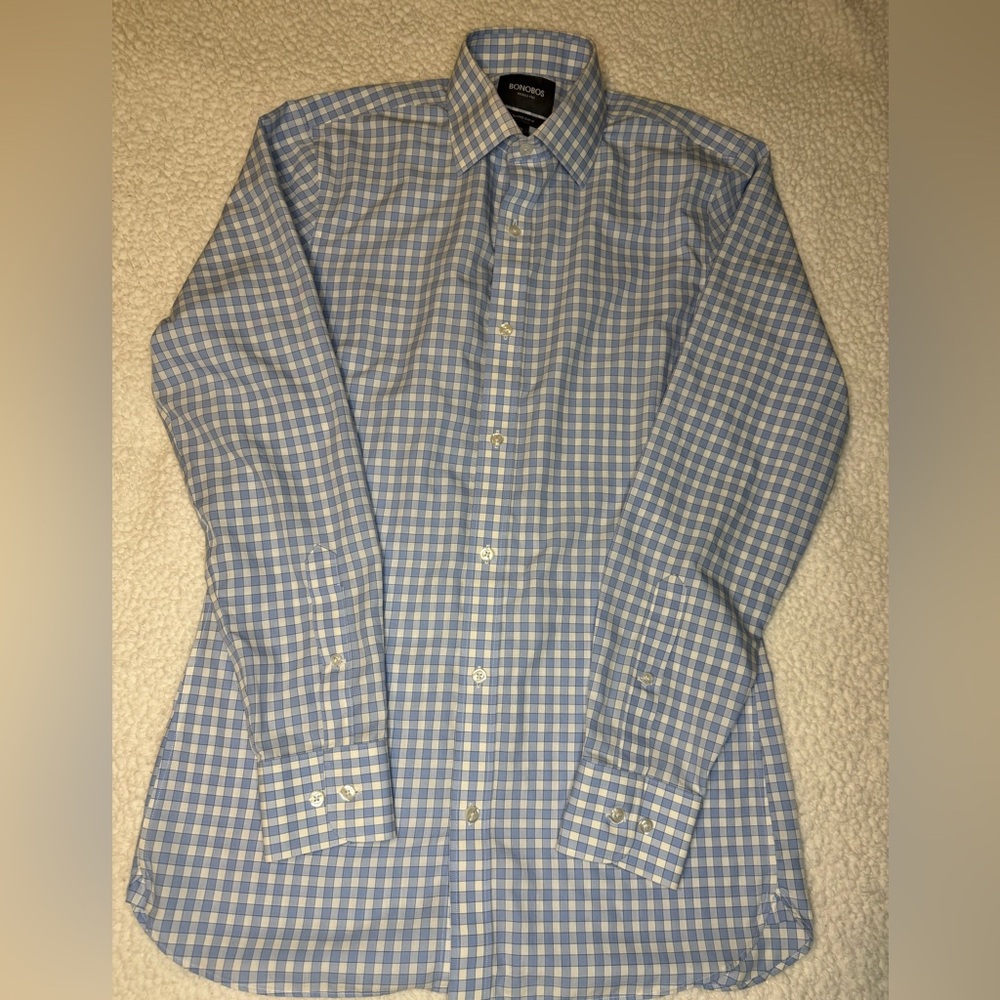Bonobos Light Blue and White Checkered Shirt